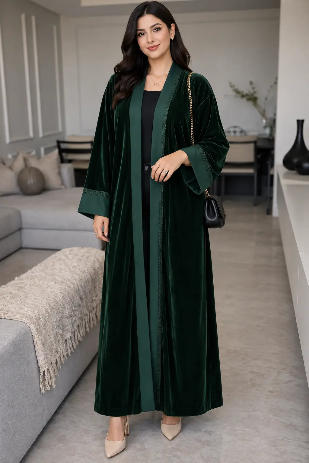 (قطعة واحدة)كيمونو فاخرة موبرة ✨